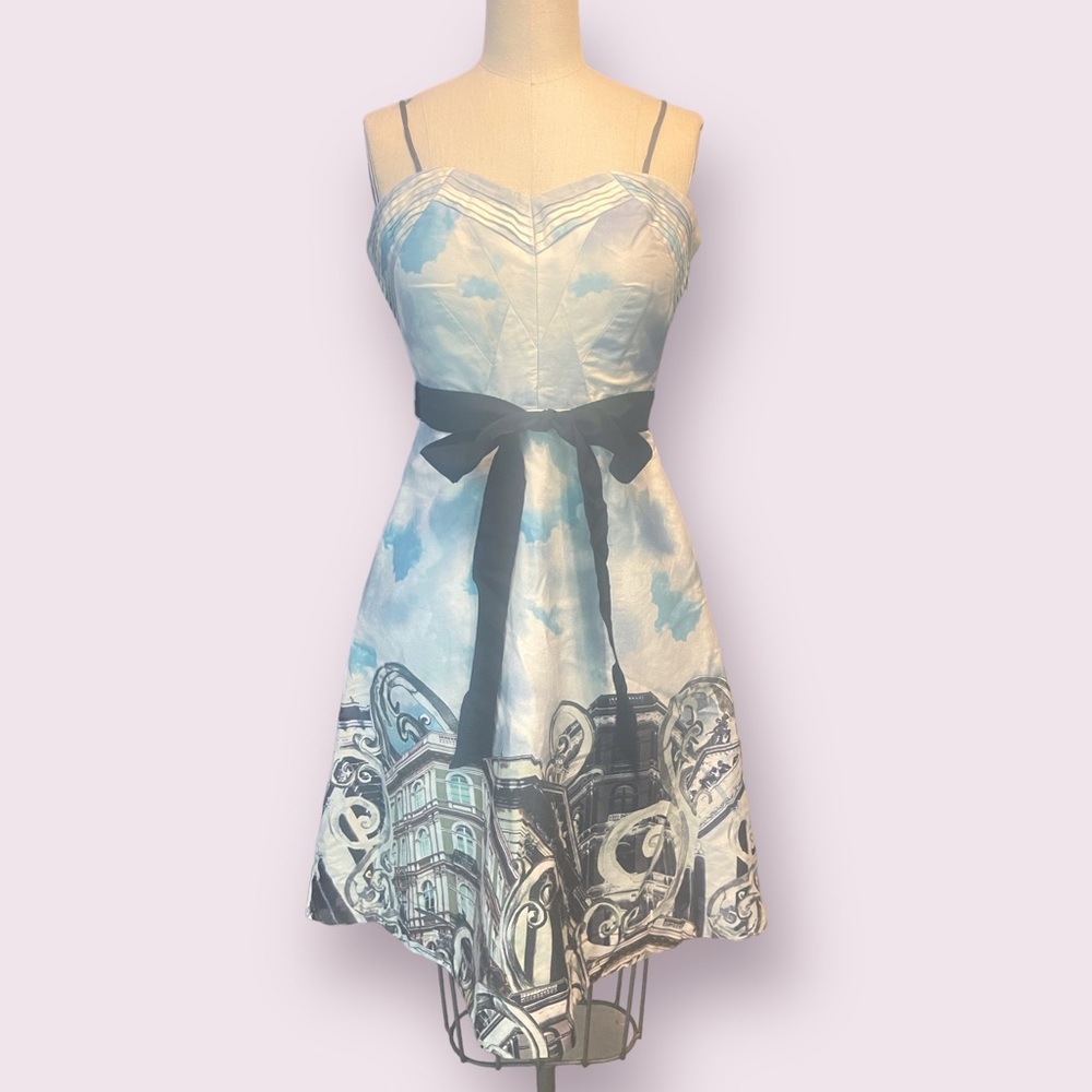 Anthropologie Moulinette Soeurs Skyward Paris Skyline Cocktail Dress.